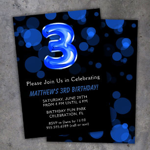 Invitation Ballons pour le 3ème Anniversaire Enfants Garçon B