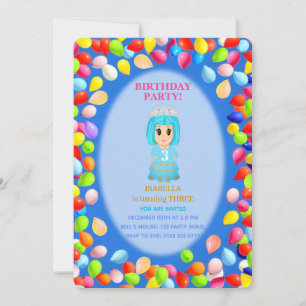 Invitation Ballons pour les 3 ans d'une fille