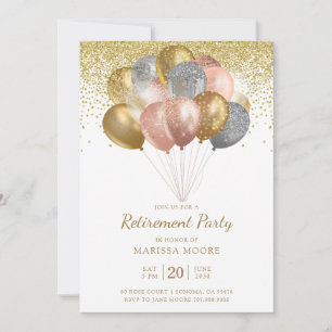 Invitation Ballons Rose Gold Silver Gold