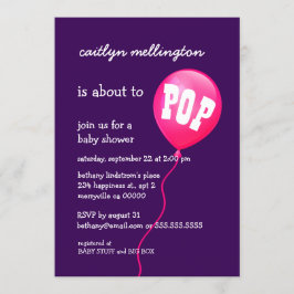 Invitation Ballons rose mignonne Baby shower A03