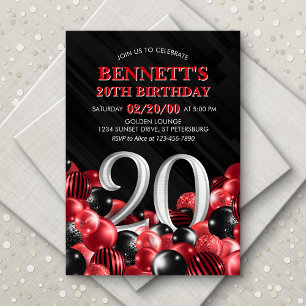 Invitation Ballons Rouge 20e anniversaire