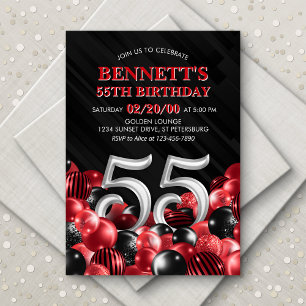 Invitation Ballons Rouge 55e anniversaire
