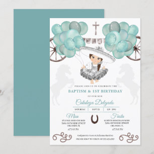 Invitation Ballons turquoises et argent Baptême de bébé mexic