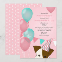 ballons turquoises roses filles chiot fête d'anniv