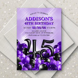 Invitation Ballons violets 45e anniversaire