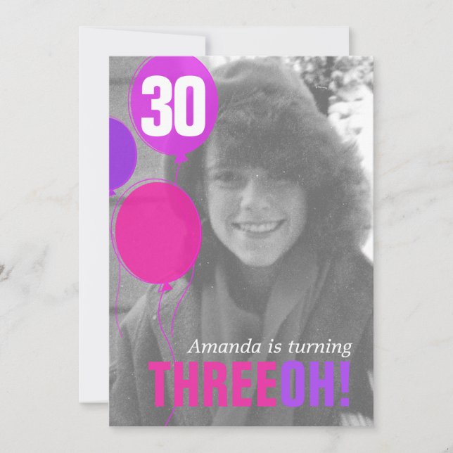 Invitation Balloon 30th THREEOH! photo anniversaire invitatio (Devant)