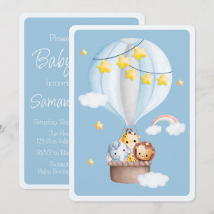 Invitation Balloon à air chaud Animaux Baby Boy Baby shower