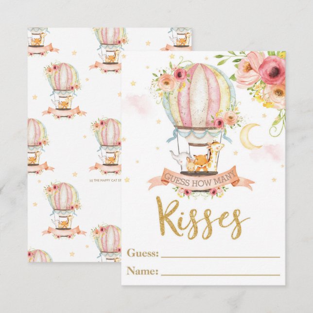 Invitation Balloon à air chaud Animaux Devinez combien de car (Devant / Derrière)