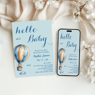 Invitation Balloon à air chaud - Baby shower d'ours en peluch