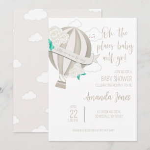 Invitation Balloon À Air Chaud Neutre Sexe Avec Douche Rose