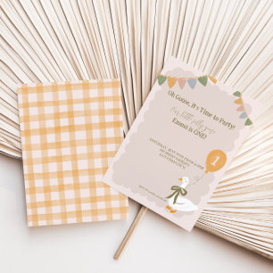 Invitation Balloon Jaune Oie Silencieuse Garland 1er annivers