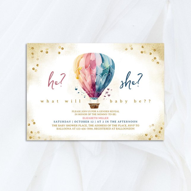 Invitation Balloon Lui Ou Elle Révéler Le Sexe Baby shower (Créateur téléchargé)