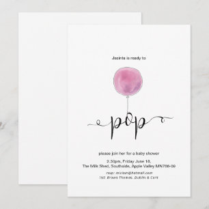 Invitation Balloon rose illustré prêt à faire pivoter le Baby