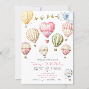Invitation Balloons à air chaud vers le haut et loin Fille 1e