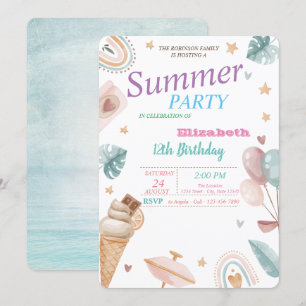 Invitation Balloons,Arc-en-ciel,Glace Anniversaire de fête d'