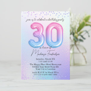 Invitation Balloons arc-en-ciel Iridescente 30e anniversaire