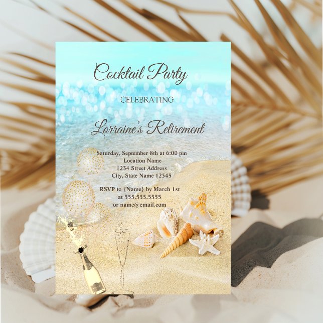 Invitation Balloons Beach Seashells, Retraite des vins (Créateur téléchargé)