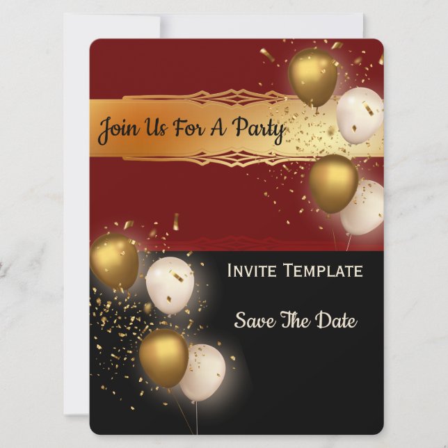 Invitation Balloons Confetti Enregistrer la date- Partie (Devant)