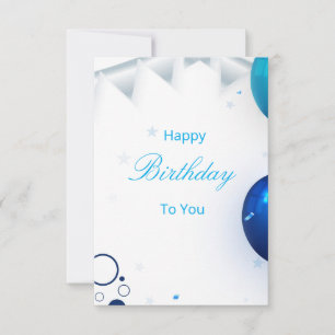 Invitation Balloons Confettis Bleus et Dorés pour Anniversair