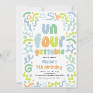 Invitation Balloons de Confettis Inoubliables pour 4ème Anniv