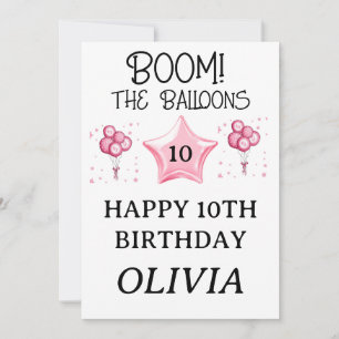 Invitation Balloons de fête d'anniversaire modernes pour fill