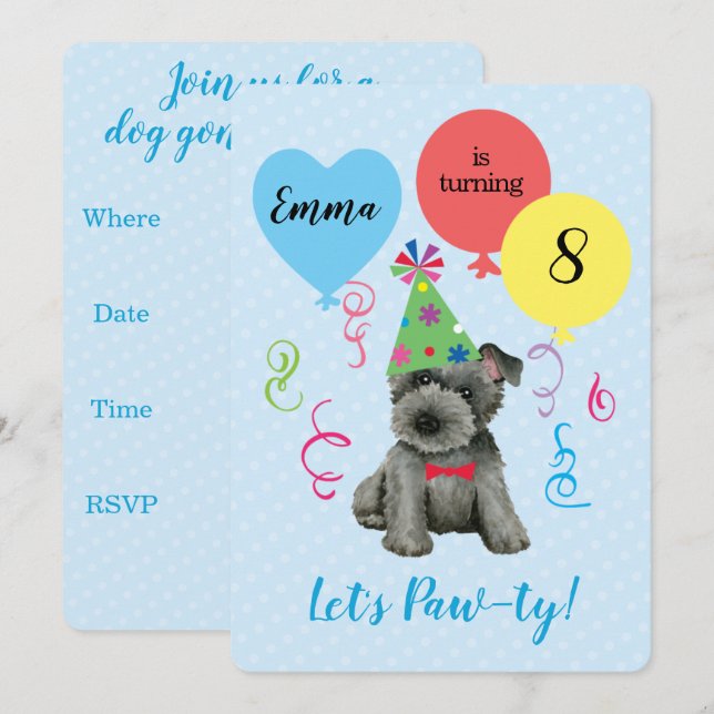 Invitation Balloons de fête d'anniversaire Scottish Terrier (Devant / Derrière)