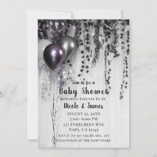 Invitation Balloons de la partie en métal violet Baby shower 