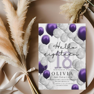 Invitation Balloons élégants et modernes 18ème anniversaire