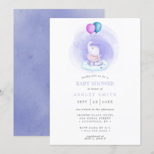 Invitation Balloons Éléphant Aquarelle Baby Shower Fantaisist