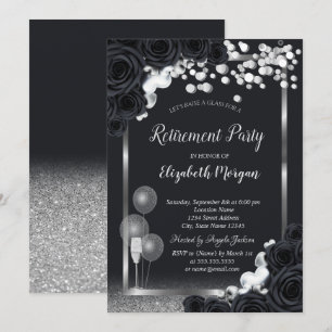 Invitation Balloons en forme de verre à vin Roses Noires Élég