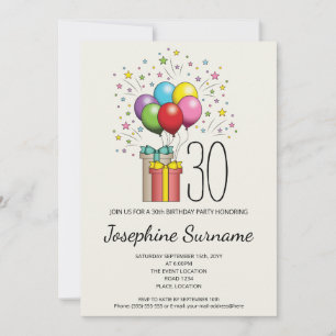 Invitation Balloons Et Cadeaux D'anniversaire Colorés Avec Âg