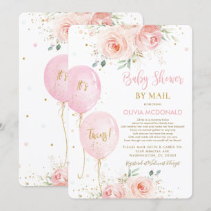 Invitation Balloons Floraux Blush Twins Baby shower par la po