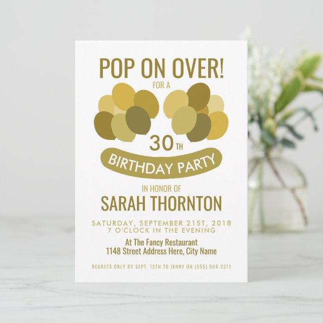 Invitation Balloons modernes tendance, Soirée d'Anniversaire  (Debout devant)
