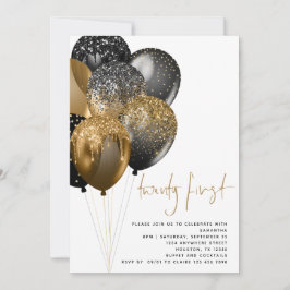 Invitation Balloons Noirs d'Or Moderne 21ème Partie
