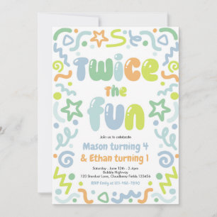 Invitation Balloons pour fête d'anniversaire conjointe deux f