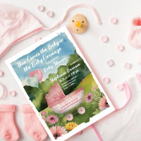 Balloons roses Bébé Poussette Baby shower aquarell