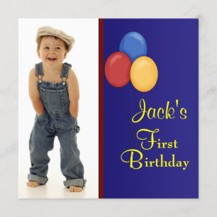 Invitation Balloons rouges et bleus Boys Anniversaire