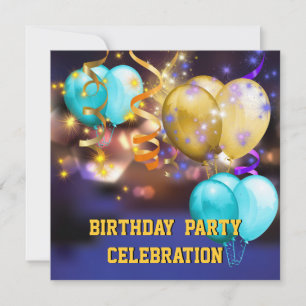 Invitation Balloons Rubans Colorés Anniversaire Fête