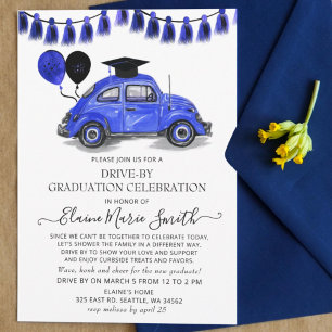 Invitation Balloons vintages Bleus Bleu De Beetle Conduit Par