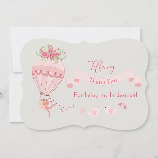 Invitation Ballotte à air chaud Merci Bridesmaid (Devant)