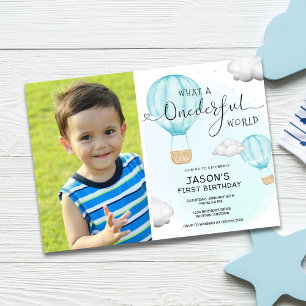 Invitation Ballotte à air chaud photo 1er anniversaire