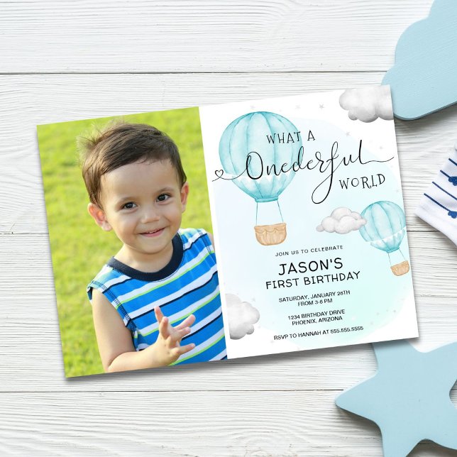Invitation Ballotte à air chaud photo 1er anniversaire (Créateur téléchargé)