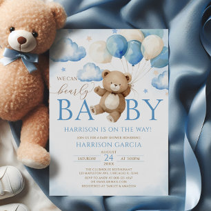 Invitation Ballotte Bleue Nous Pouvons Attendre Baby shower