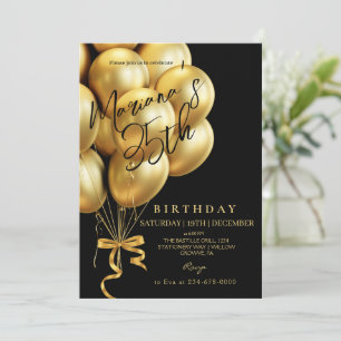 Invitation Ballotte Noir & Or moderne arc Anniversaire