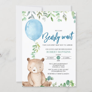 Invitation Ballotte On Peut Attendre Teddy Baby shower Ours