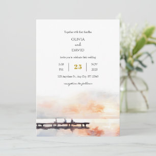 Invitation Balnéaire paisible Sunrise Pier Plage Mariage