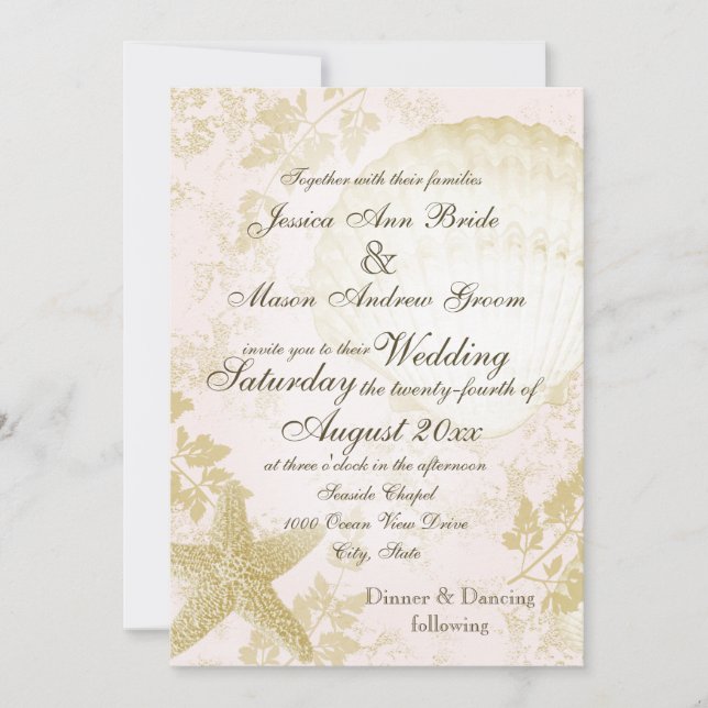 Invitation Balnéaire Vintage rose (Devant)