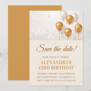 Invitation Balons d'or moderne Enregistrer la date 43e annive