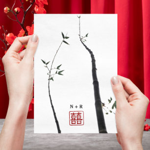 Invitation © Bamboo Love Double Happiness Mariage Chinois