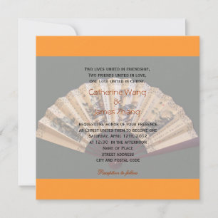 Invitation Bambou chinois et ventilateur de soie Christian ma